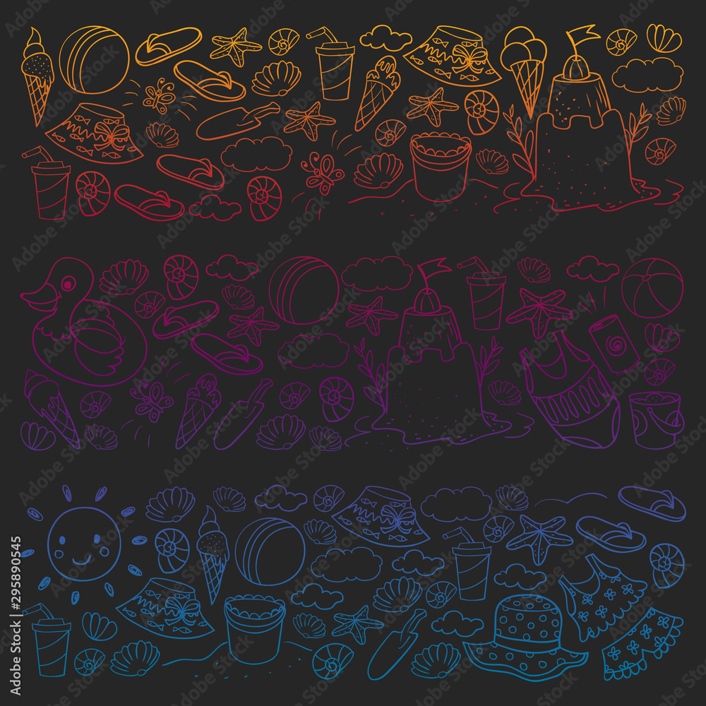 Vector pattern. Summer vacations. Beach, ocean, island, sun Vector pattern. Summer vacations. Beach, ocean, island, sun