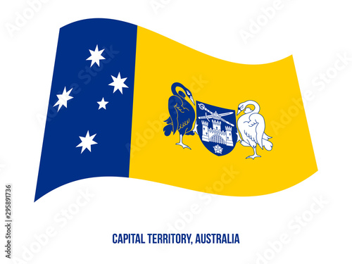 Australian Capital Territory (ACT) Flag Waving on White Background. Territory Flag of Australia