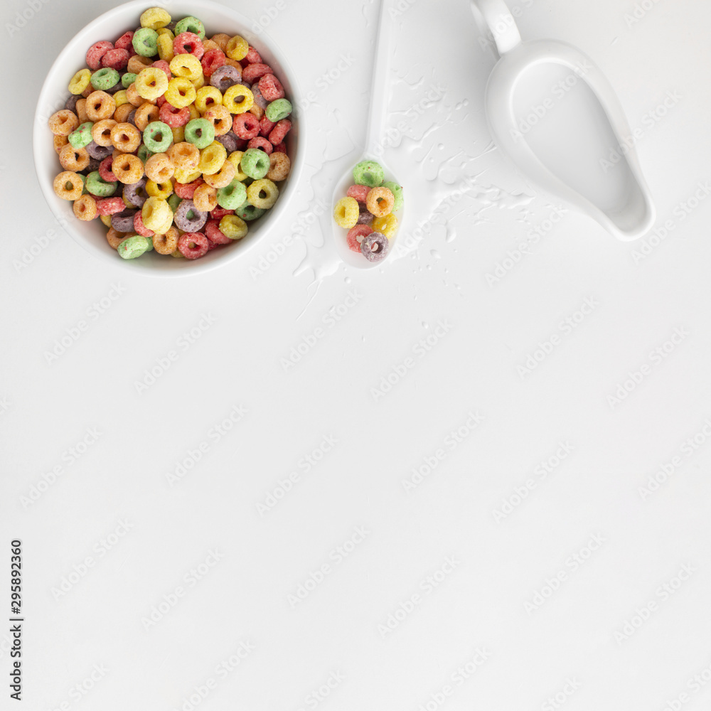 Colorful cereal bowl with copy space