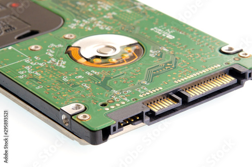 The hard drive of a laptop on white background