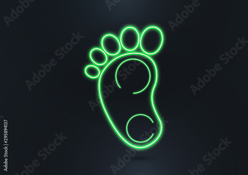 Wallpaper Mural Newborn baby footprint icon. Isolated silhouette of a children's foot, neon lines on a dark background. Element for your design. Torontodigital.ca