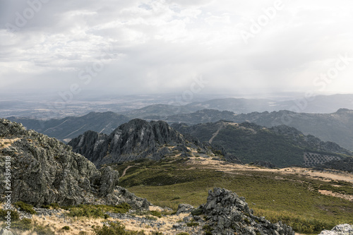 mountain scenery in a cloudy sunset