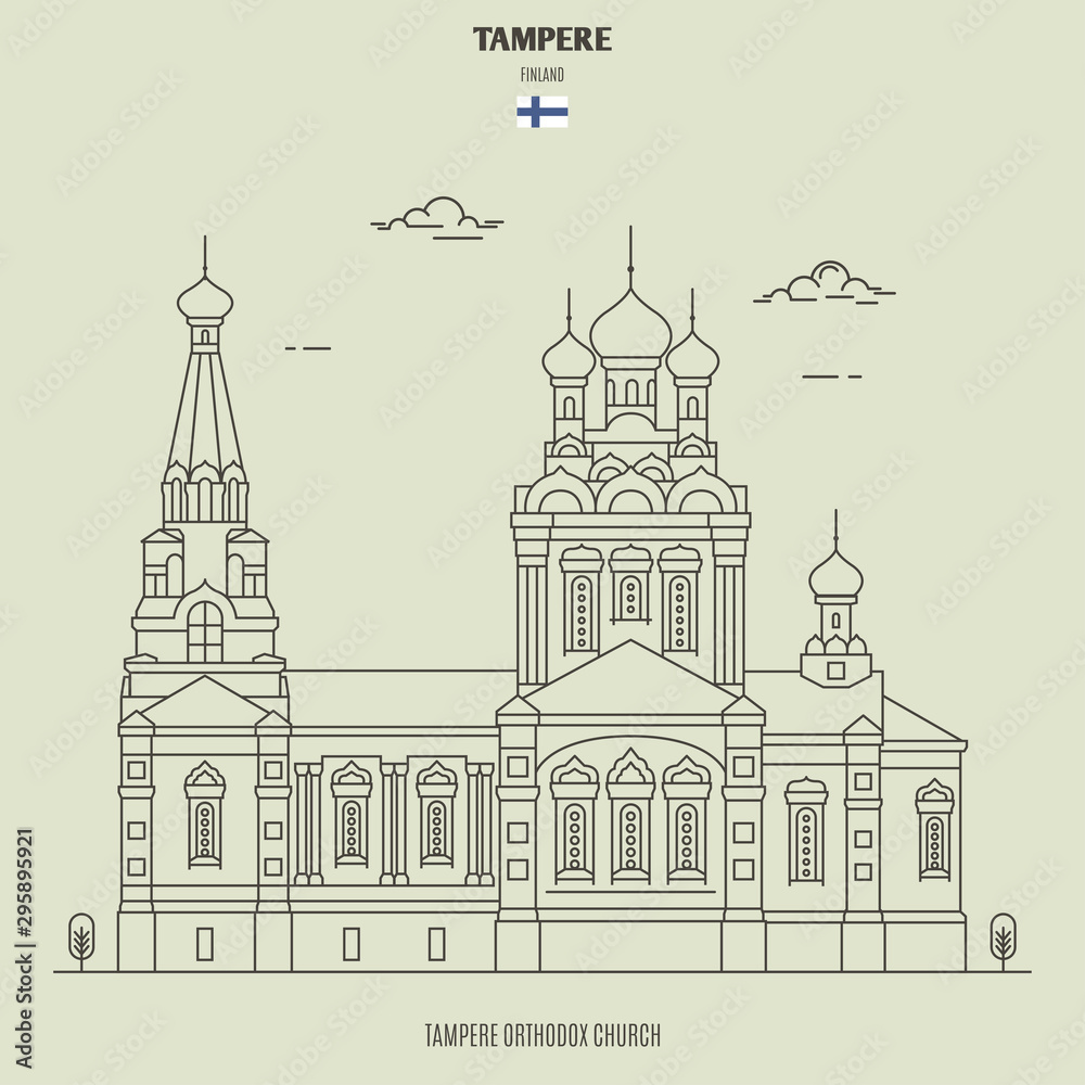 Tampere Orthodox Church, Finland. Landmark icon
