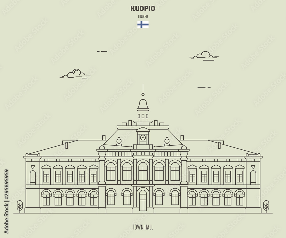 Town Hall in Kuopio, Finland. Landmark icon