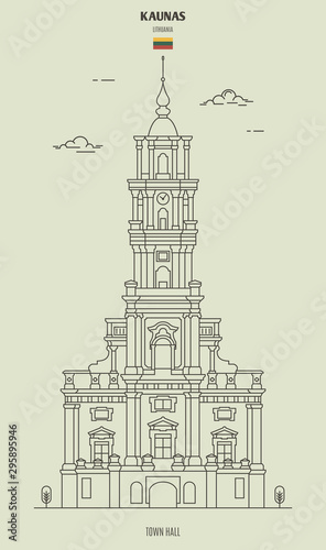 Town Hall in Kaunas, Lithuania. Landmark icon