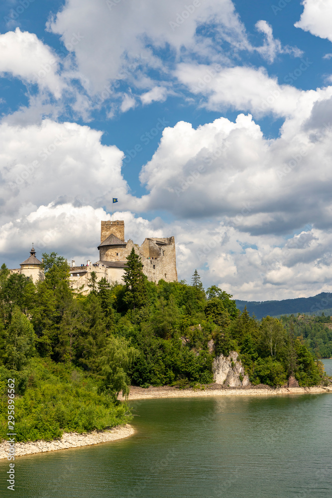 Niedzica castle over Czorsztyn lake in Pieniny, Poland