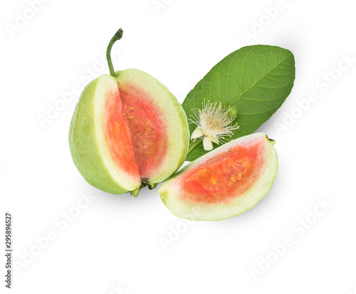 Pink Guava slice isolated on white background