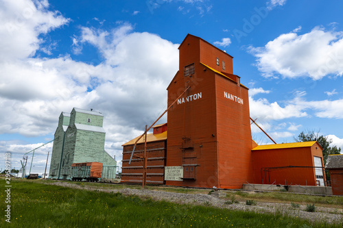 Agriculture silos at Nanton in Alberta Canada	 photo