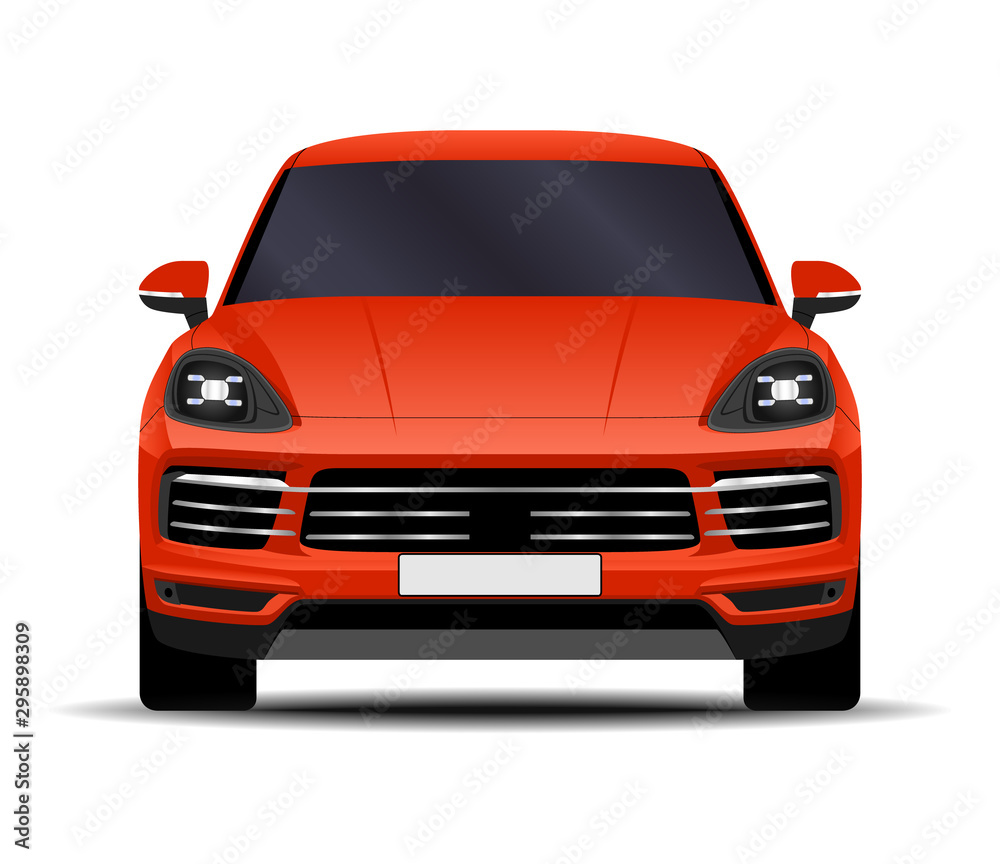 realistic SUV car. front view. realistic SUV car. front view.