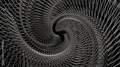 3d abstract background with atom array structure. Repetitive lattice structure.