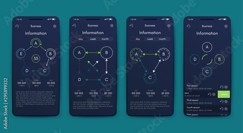 Different UI, UX, GUI screens and flat web icons for mobile apps