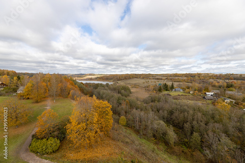 Panorama of Izborsk. Izborsk is a rural locality (village) in Pechorsky District of Pskov Oblast, Russia. It contains one of the most ancient and impressive fortresses of Western Russia.  photo