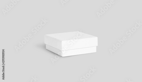 Blank white gift box with lid mockup isolated on gray © Alexandr Bognat