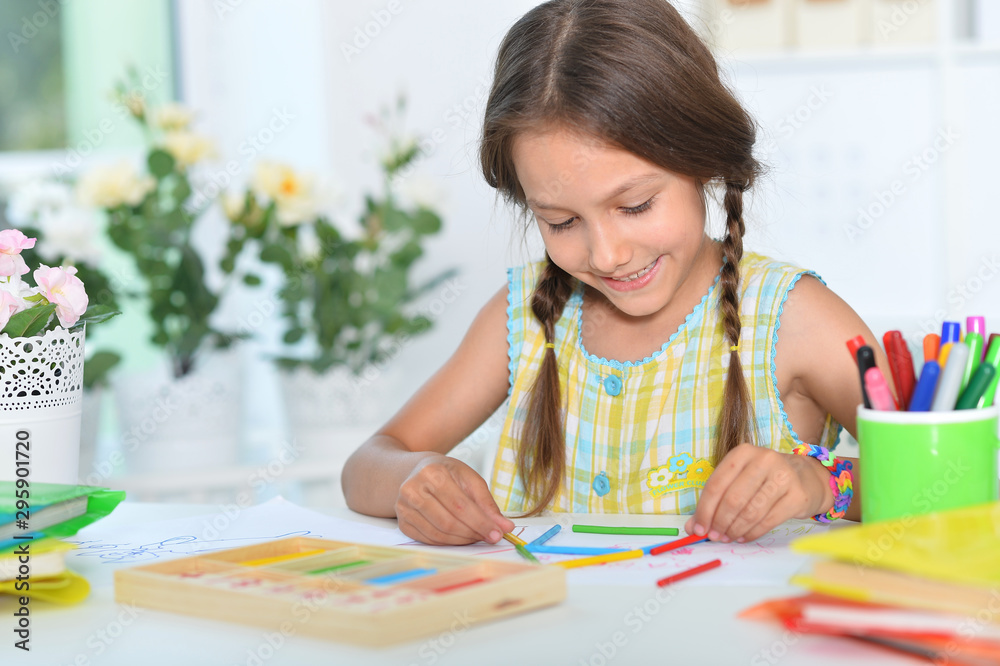 Portrait of a cute little girl learning Portrait of a cute little girl learning