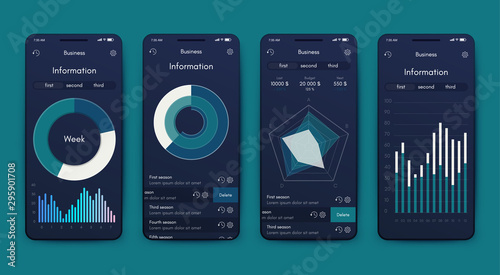 Different UI, UX, GUI screens and flat web icons for mobile apps