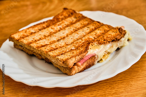 Toast with cheese and ham