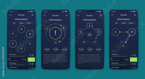 Different UI, UX, GUI screens and flat web icons for mobile apps