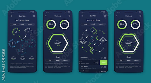 Different UI, UX, GUI screens and flat web icons for mobile apps