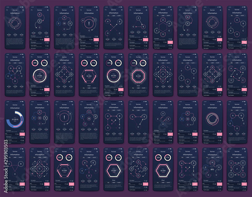 Different UI, UX, GUI screens and flat web icons for mobile apps