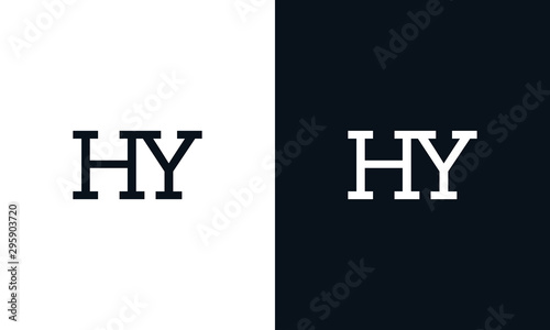 Minimalist line art letter HY logo. This logo icon incorporate with two letter in the creative way.