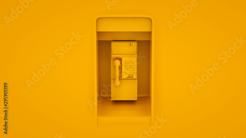 Public Payphone isolated on yellow background. 3d illustration