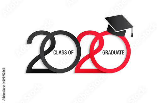 Class of 2020, elegant card in black and red colors for banners, flyers, greetings, invitations, business diaries, congratulations and posters at the prom. Vector illustration.
