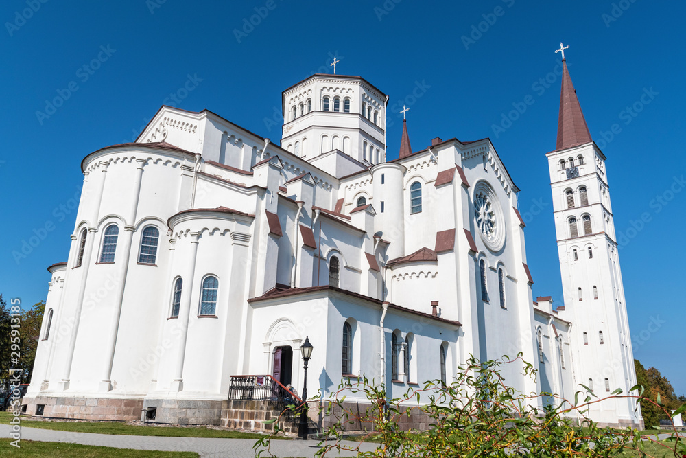 Naklejka premium Old white church, Lithuania