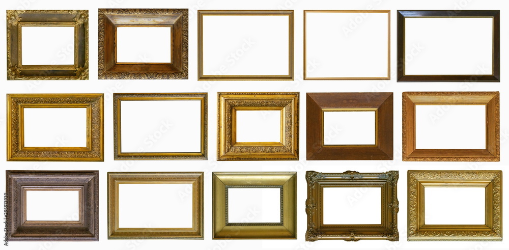 Frames paintings gold antique antiquity collection isolated museum Frames paintings gold antique antiquity collection isolated museum