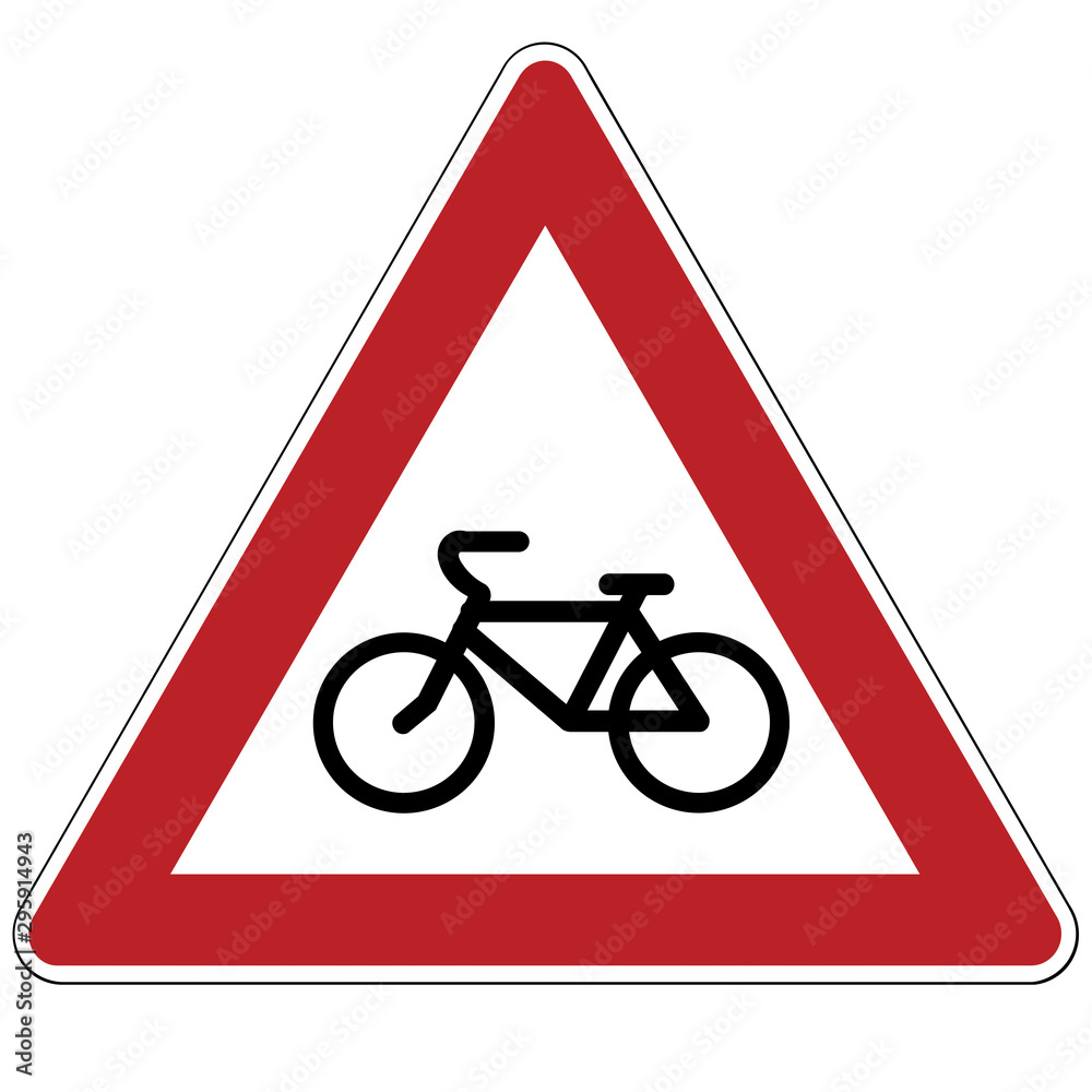 Warning sign. Intersection with bike path. Russia Warning sign. Intersection with bike path. Russia