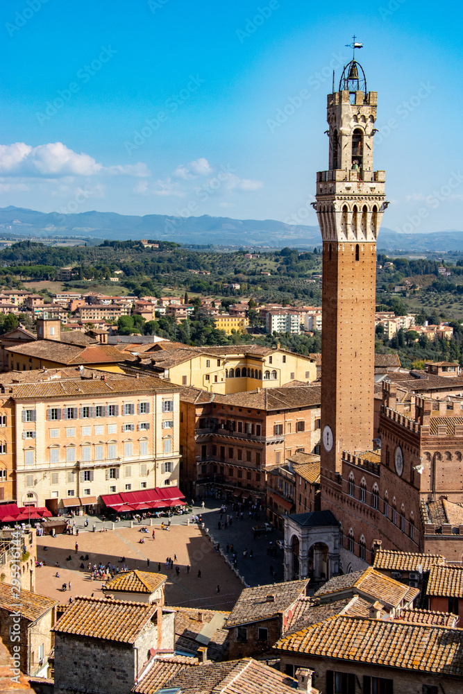 Landscape of Siena with torre del Mangia