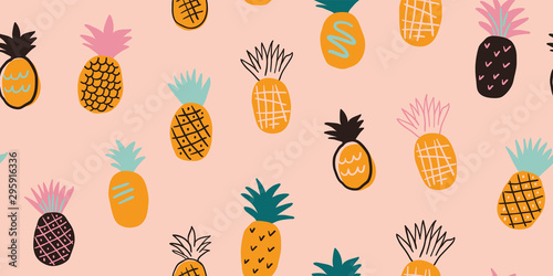 Colorful minimalistic pineapples pattern