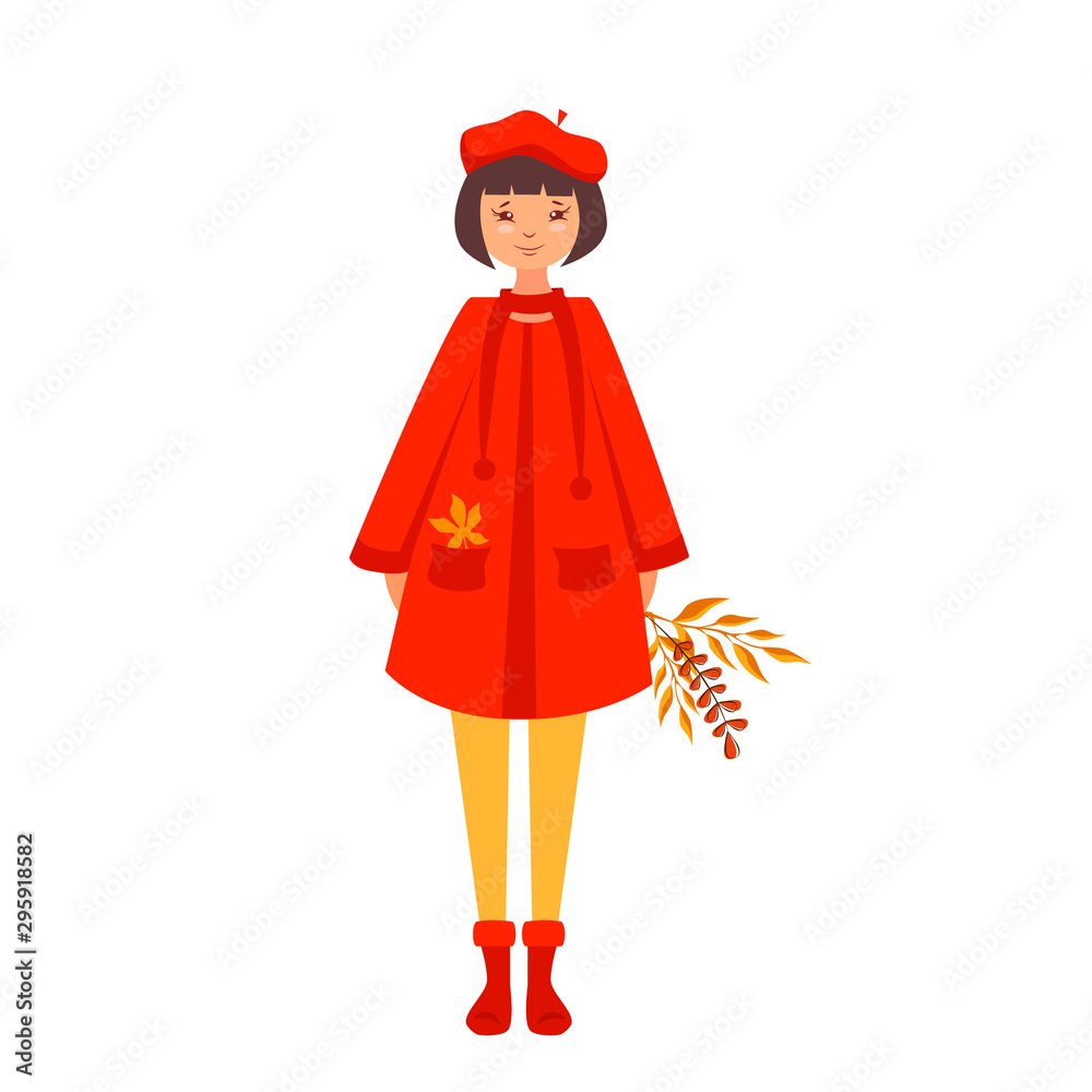 girl in a red biret and coat