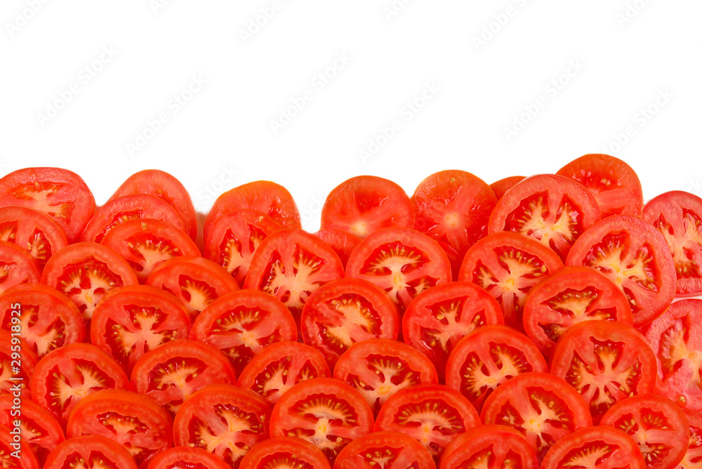 Sliced tomato background. Top view. Sliced tomato background. Top view.
