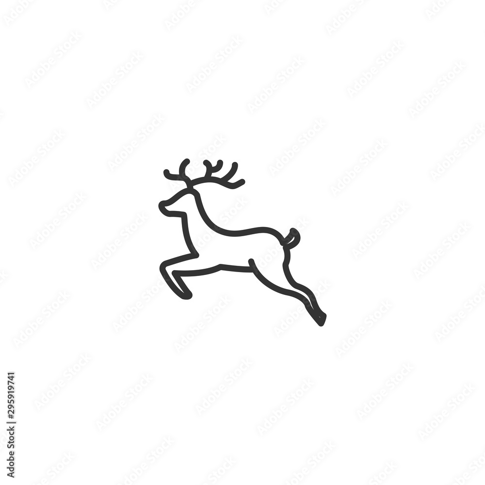 Christmas deer line icon in simple design on a white background Christmas deer line icon in simple design on a white background