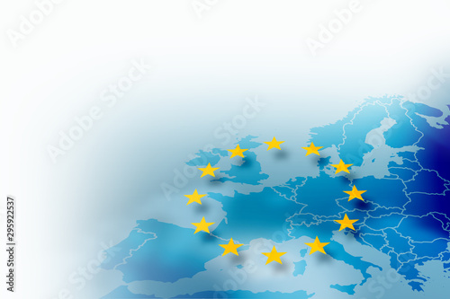 Obraz na płótnie Continent of Europe with national borders. Contains the symbol of the European Union. w salonie