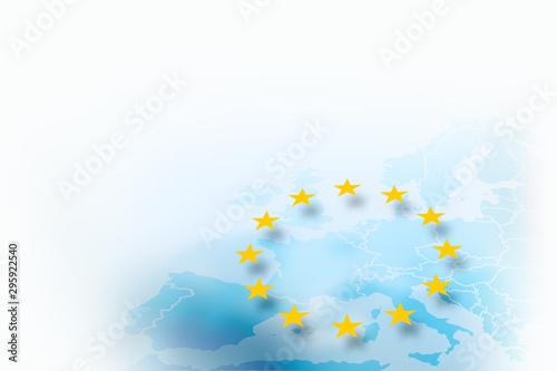 Fototapeta Naklejka Na Ścianę i Meble -  Continent of Europe with national borders. Contains the symbol of the European Union.