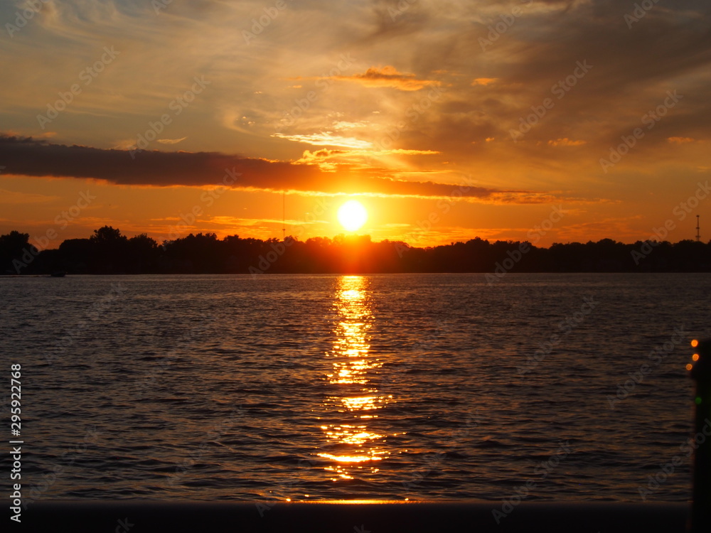 Beautiful Orange Sunset on Lake Lansing
