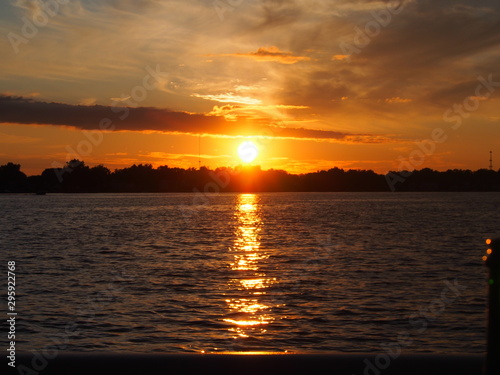 Beautiful Orange Sunset on Lake Lansing
