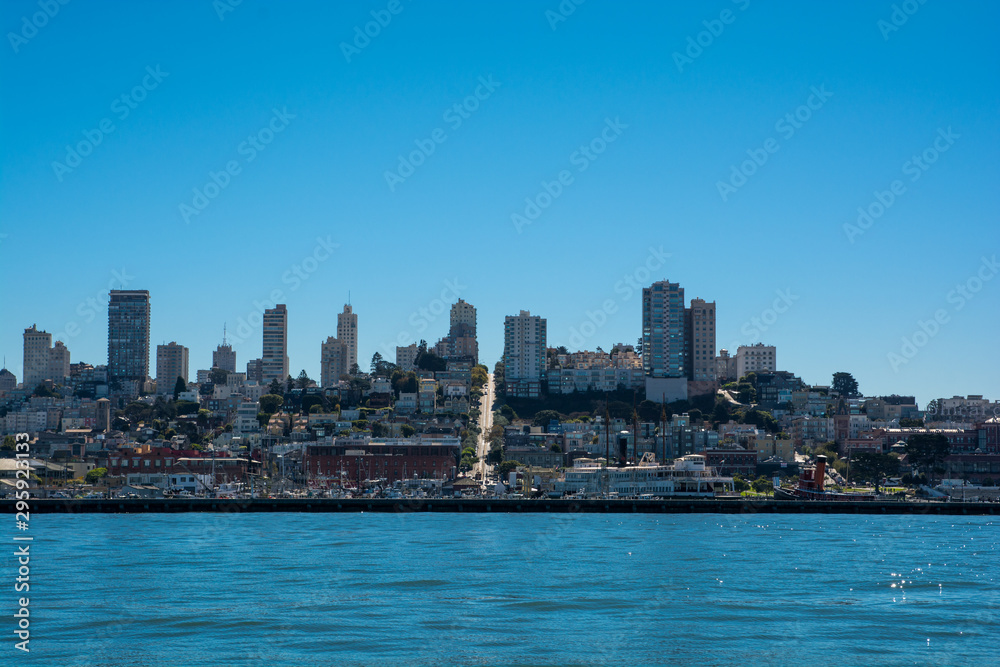 Fototapeta premium Straight road in San-Francisco. Amazing skyline.