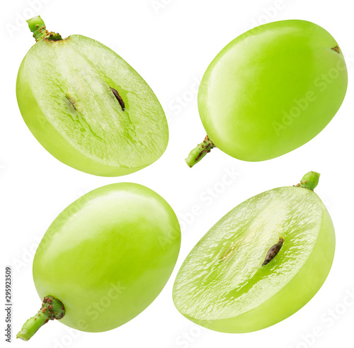 Canvas-taulu collection of single green grape isolated on a white background