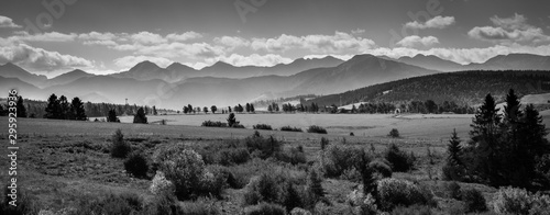 Misty Tatra Mountains - black and white panorama