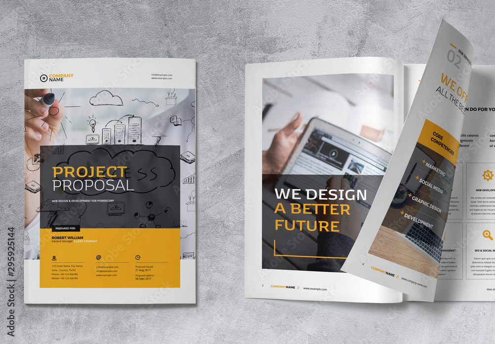 Proposal Brochure Layout Proposal Brochure Layout with Orange Accents Stock Template | Adobe Stock