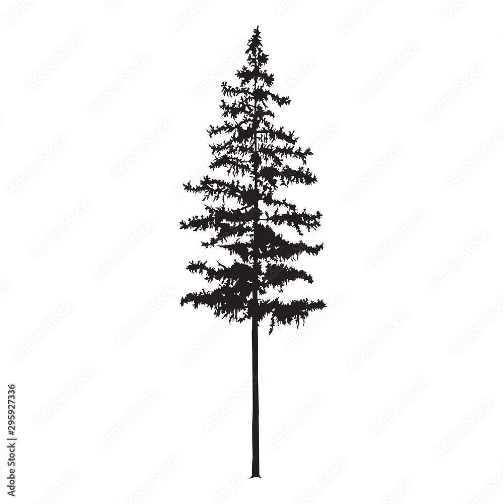 Silhouette of pine tree. Hand made.