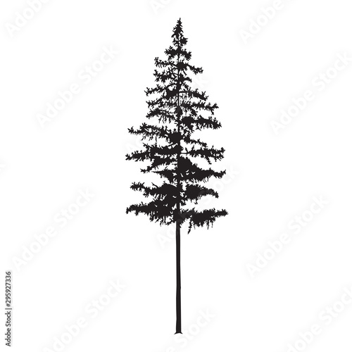 Silhouette of pine tree. Hand made.