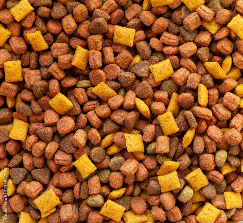 Solid cat food pellets suitable for a background