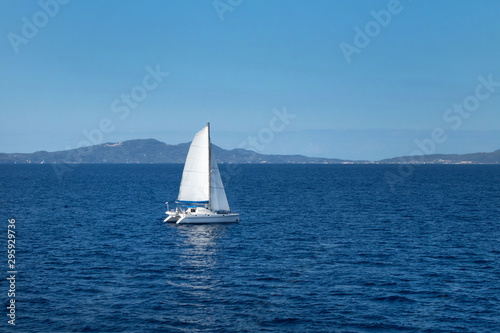 Seascape - a catamaran in the Ionian Sea near the island of Corfu, Greece