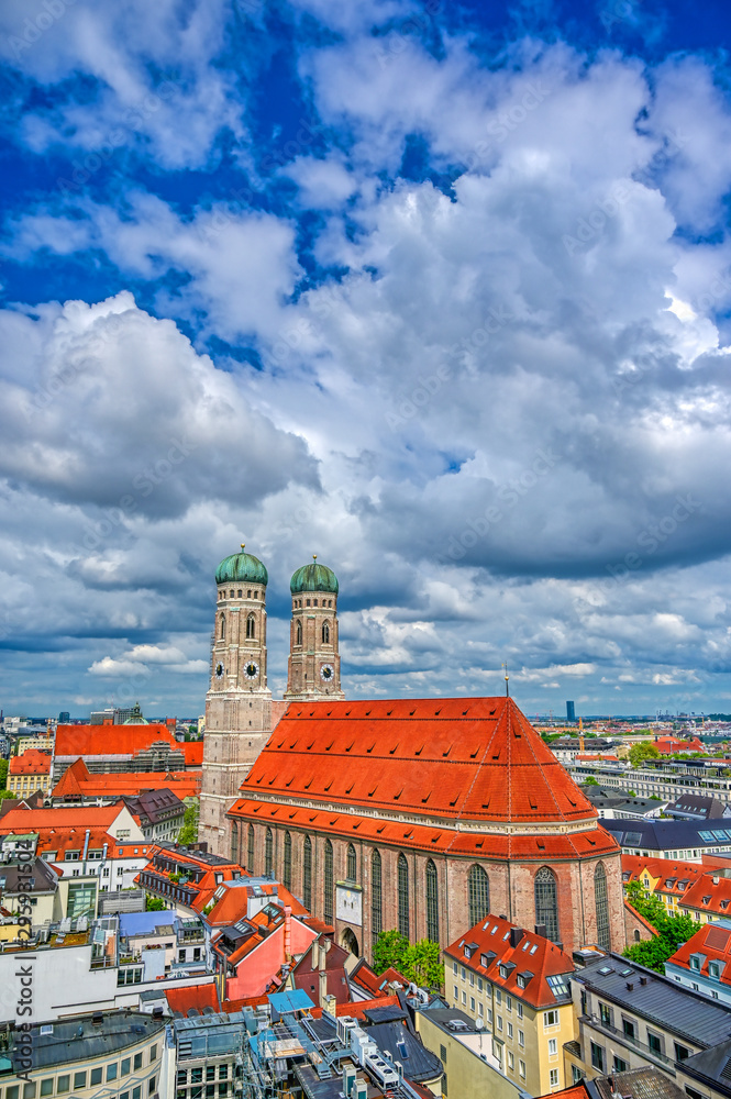 Fototapeta premium The Frauenkirche, or Cathedral of Our Dear Lady) located in Munich, Bavaria, Germany.