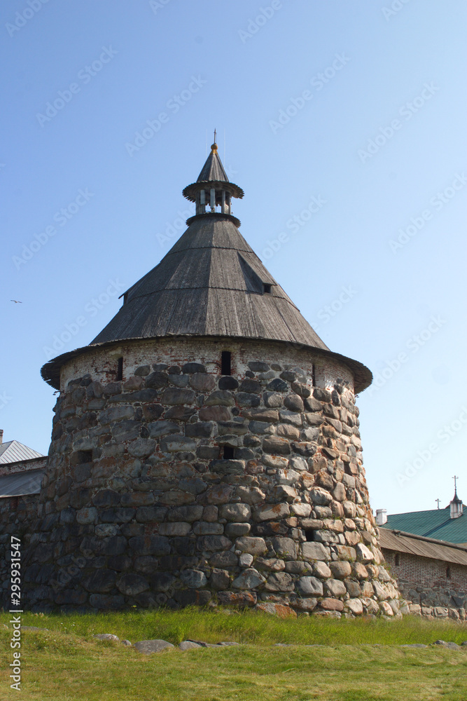 Image of the Watchtower of the monastery fortress. Solovki. Russia. Image of the Watchtower of the monastery fortress. Solovki. Russia.