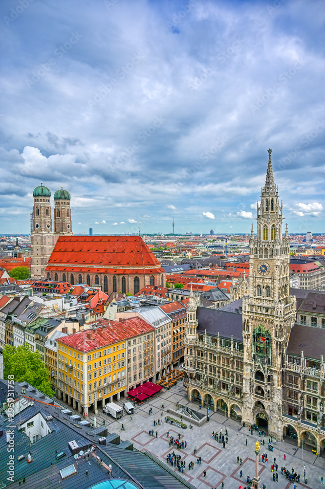 The New Town Hall located in the Marienplatz in Munich, Germany