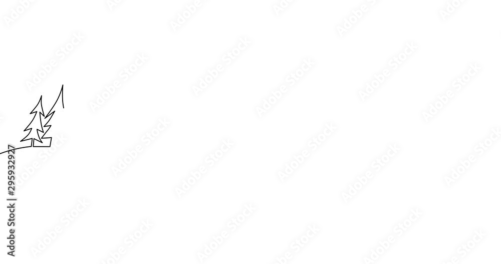 Self drawing animation of winter christmas landscape. Continuous one line drawing Self drawing animation of winter christmas landscape. Continuous one line drawing